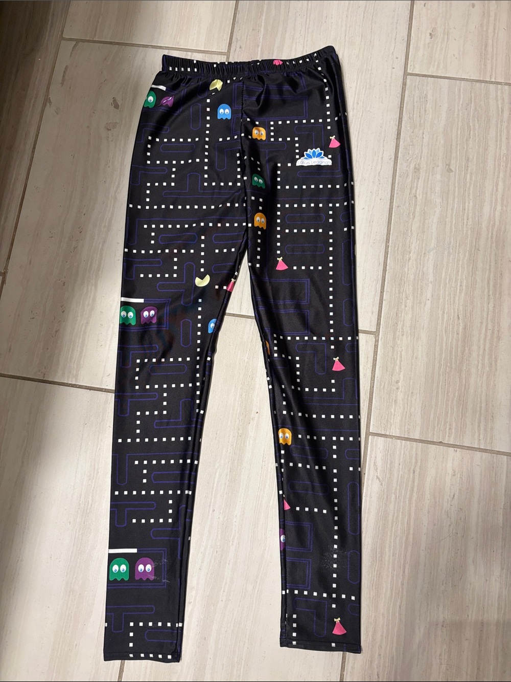 Lotus Leggings Black Pac-Man Print Leggings